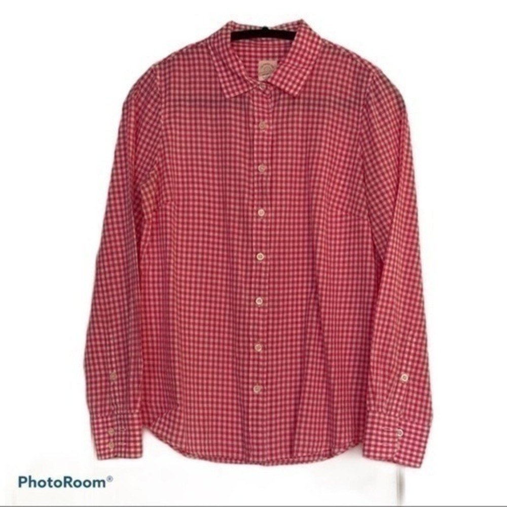 J Crew Perfect Shirt Pink White Gingham Size Small